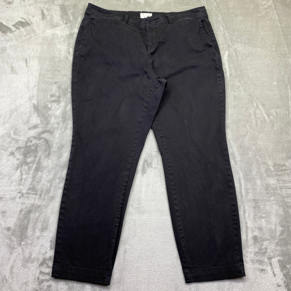 CASLON Black Twill Straight Leg Cropped Pants Women Size 14W‎ Fits 36" Grunge